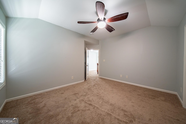 38 Pin Oak Way, Hamilton, GA 31811 - spare room featuring vaulted ceiling, light carpet, and ceiling fan