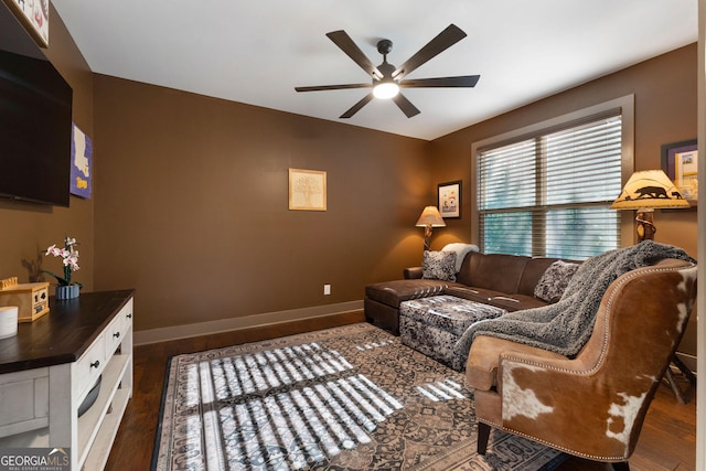 4 Bluff Ct SE, Cartersville, GA 30120 - living area with a ceiling fan and wood finished floors