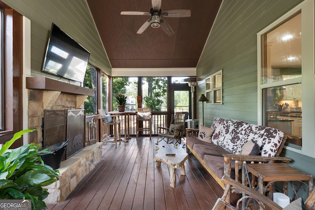 4 Bluff Ct SE, Cartersville, GA 30120 - wooden porch with a ceiling fan