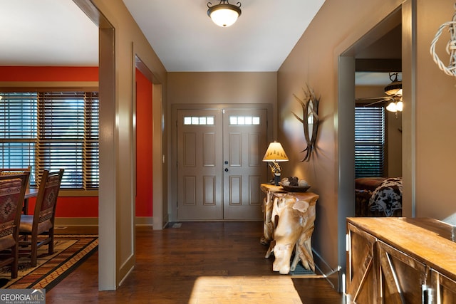 4 Bluff Ct SE, Cartersville, GA 30120 - entrance foyer featuring wood finished floors and ceiling fan