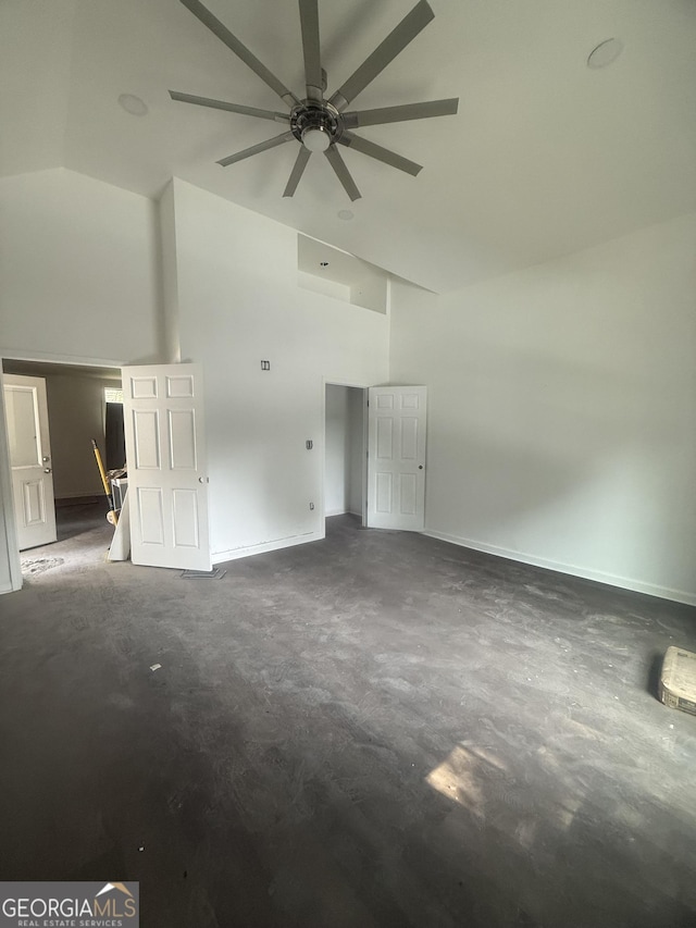 1551 Broad St NE, Conyers, GA 30012 - empty room with high vaulted ceiling and ceiling fan