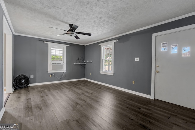 101 Leverett St, Warm Springs, GA 31830 - spare room with cooling unit, ceiling fan, a textured ceiling, wood finished floors, and crown molding