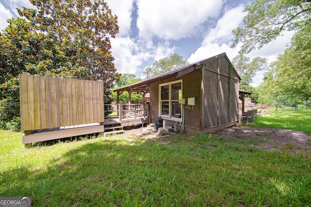 124 Old Salem Trl, Pine Mountain, GA 31822 - back of house featuring a wooden deck and a yard