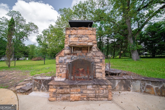 124 Old Salem Trl, Pine Mountain, GA 31822 - view of patio / terrace featuring an outdoor stone fireplace
