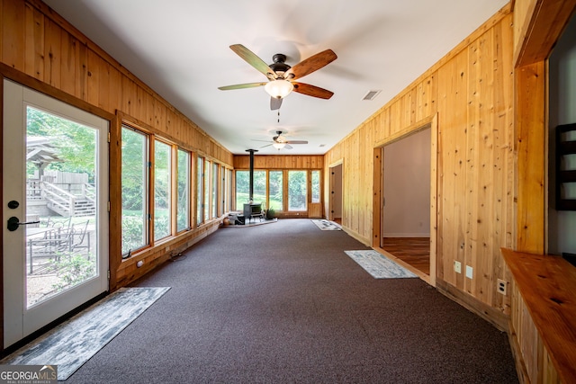 124 Old Salem Trl, Pine Mountain, GA 31822 - unfurnished sunroom featuring wooden walls and carpet