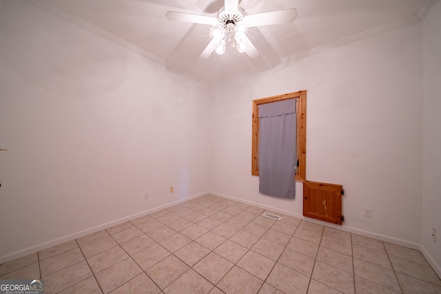 124 Old Salem Trl, Pine Mountain, GA 31822 - empty room featuring light tile patterned floors, ornamental molding, and a ceiling fan