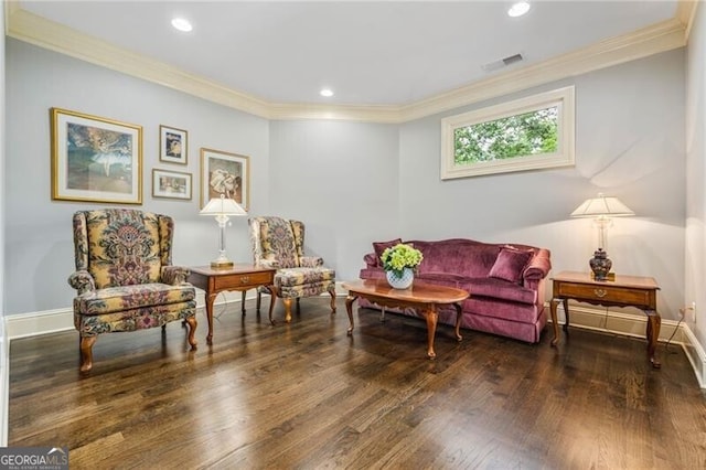 217 Fernwood Pl, Woodstock, GA 30188 - living area with ornamental molding, wood finished floors, and recessed lighting