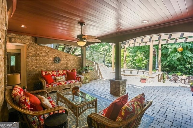 217 Fernwood Pl, Woodstock, GA 30188 - view of patio featuring an outdoor living space and ceiling fan