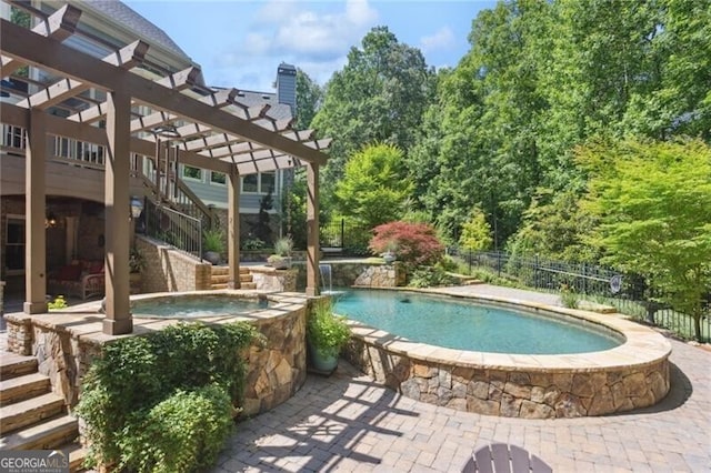 217 Fernwood Pl, Woodstock, GA 30188 - view of swimming pool featuring an in-ground hot tub, a pergola, and a patio area