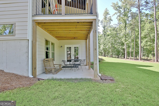 192 Greyfairs Ave, Senoia, GA 30276 - patio / terrace featuring a patio area, a yard, and french doors
