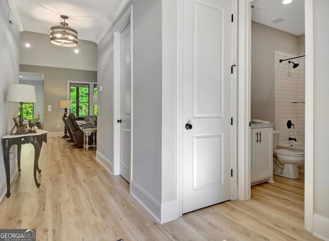 192 Greyfairs Ave, Senoia, GA 30276 - hall with light wood-style flooring and recessed lighting