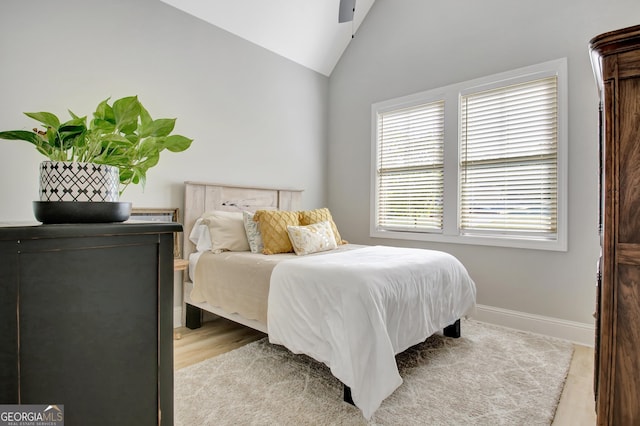 192 Greyfairs Ave, Senoia, GA 30276 - bedroom with lofted ceiling, a ceiling fan, and wood finished floors