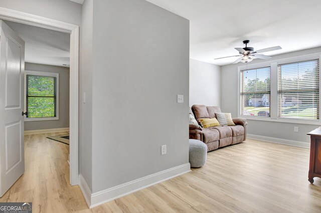 192 Greyfairs Ave, Senoia, GA 30276 - living area featuring light wood-type flooring and ceiling fan