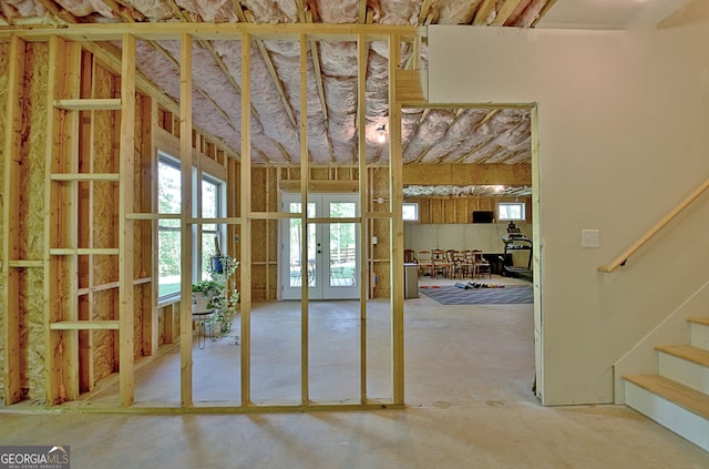 192 Greyfairs Ave, Senoia, GA 30276 - miscellaneous room with stairs and concrete flooring