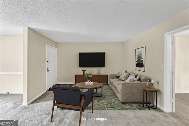 58 Monet Ct NW, Atlanta, GA 30327 - carpeted living room with a textured ceiling and baseboards