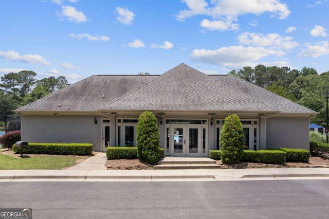 878 Treadstone Overlook, Suwanee, GA 30024 - view of front of property featuring french doors, stucco siding, and a shingled roof