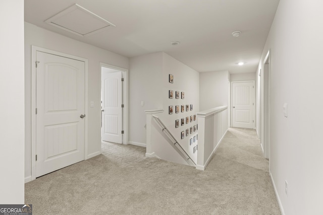 545 Quail Pass, Dawsonville, GA 30534 - hall featuring light carpet and an upstairs landing