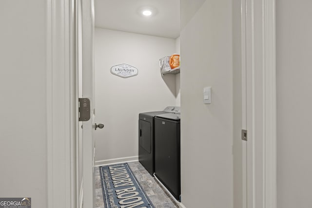 545 Quail Pass, Dawsonville, GA 30534 - laundry room with washing machine and clothes dryer and baseboards