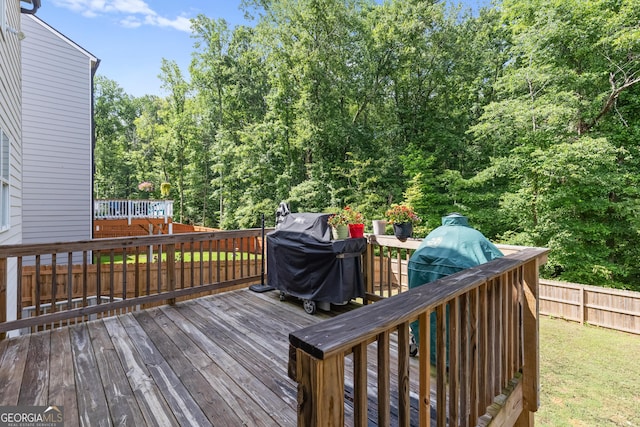 545 Quail Pass, Dawsonville, GA 30534 - wooden terrace with grilling area