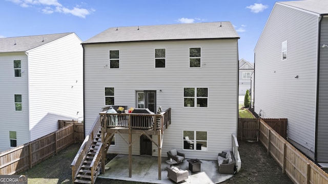 545 Quail Pass, Dawsonville, GA 30534 - back of property with a deck, a fenced backyard, stairs, a patio area, and outdoor lounge area