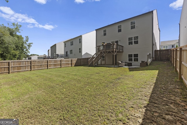 545 Quail Pass, Dawsonville, GA 30534 - rear view of property featuring stairs, a fenced backyard, a wooden deck, and a patio