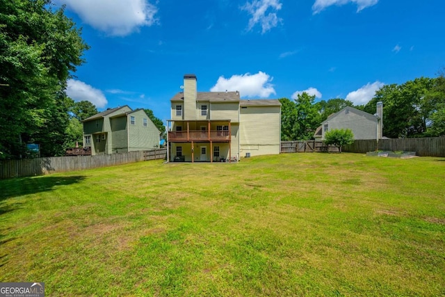 1455 Holleybrooke Dr, Alpharetta, GA 30004 - rear view of property with a fenced backyard, a deck, and a chimney