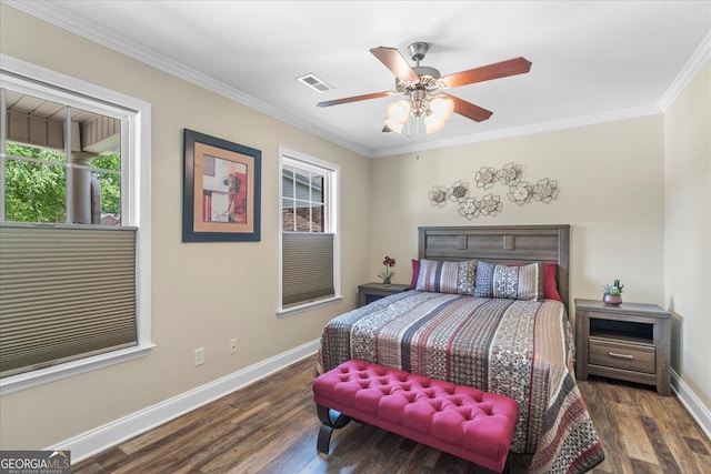 2204 Applebrook Dr, Rossville, GA 30741 - bedroom with crown molding, wood finished floors, and a ceiling fan
