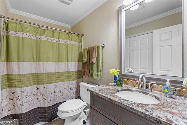 2204 Applebrook Dr, Rossville, GA 30741 - full bathroom featuring vanity, ornamental molding, a shower with curtain, and tile patterned flooring