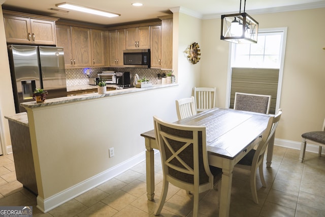 2204 Applebrook Dr, Rossville, GA 30741 - dining space featuring crown molding, light tile patterned floors, and recessed lighting