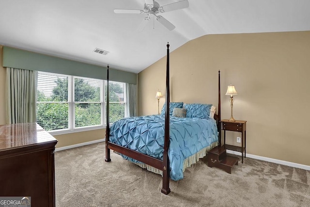 7325 Brookwood Way, Cumming, GA 30041 - carpeted bedroom with vaulted ceiling and ceiling fan