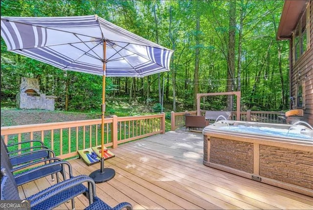 9947 Doublehead Gap Rd, Blue Ridge, GA 30513 - wooden deck featuring a forest view