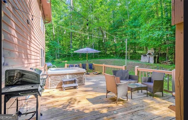 9947 Doublehead Gap Rd, Blue Ridge, GA 30513 - wooden terrace with a view of trees