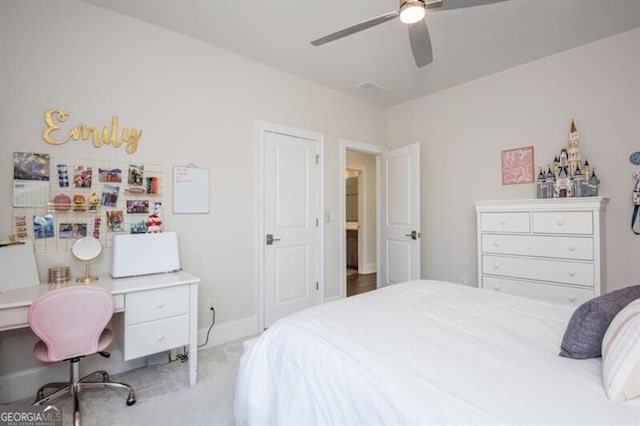 385 Rowes Cir, Alpharetta, GA 30009 - bedroom featuring light carpet and ceiling fan
