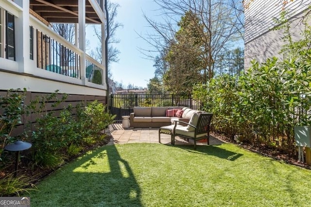 385 Rowes Cir, Alpharetta, GA 30009 - view of yard featuring outdoor lounge area and a patio