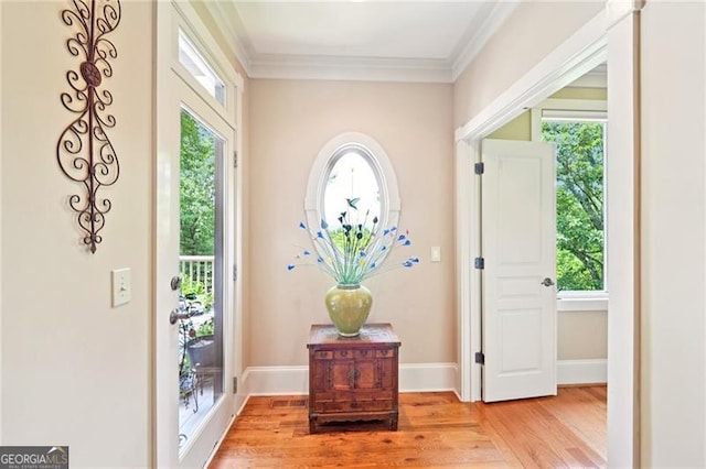 44 Sassafras Rdg, Big Canoe, GA 30143 - entrance foyer featuring light wood-style flooring, healthy amount of natural light, and ornamental molding