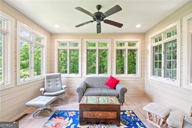 44 Sassafras Rdg, Big Canoe, GA 30143 - sunroom / solarium featuring healthy amount of natural light, tile patterned flooring, and wood walls