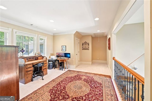 44 Sassafras Rdg, Big Canoe, GA 30143 - carpeted home office featuring attic access and recessed lighting