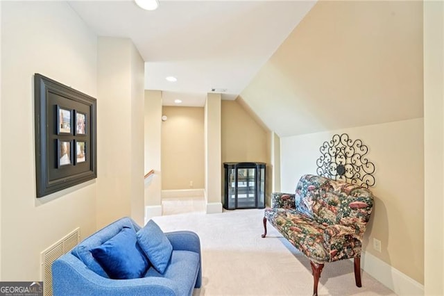 44 Sassafras Rdg, Big Canoe, GA 30143 - living area with an upstairs landing, carpet flooring, recessed lighting, and lofted ceiling