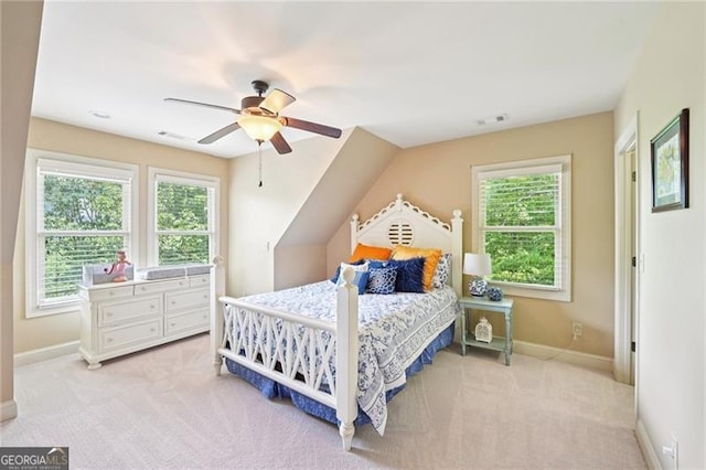 44 Sassafras Rdg, Big Canoe, GA 30143 - bedroom featuring multiple windows, light colored carpet, and ceiling fan