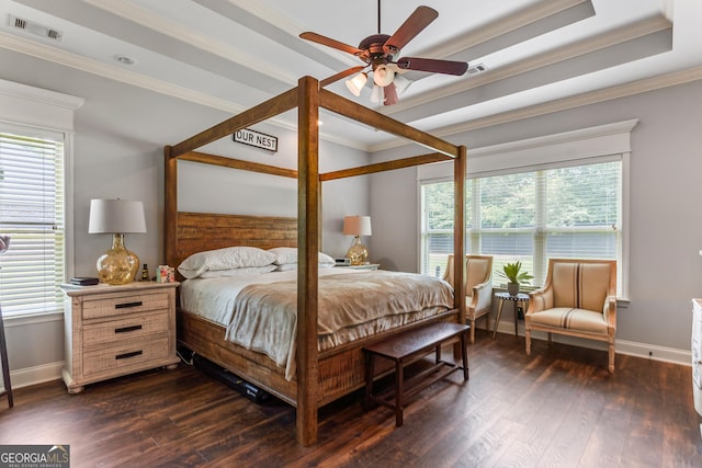 300 Bridgehampton Way, Perry, GA 31069 - bedroom featuring ornamental molding, multiple windows, and dark wood finished floors