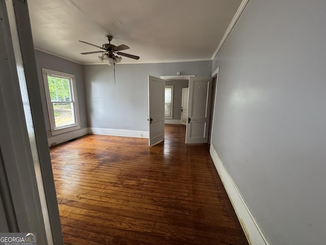 1182 Brentwood Ave, Macon, GA 31204 - empty room with crown molding, hardwood / wood-style floors, and a ceiling fan