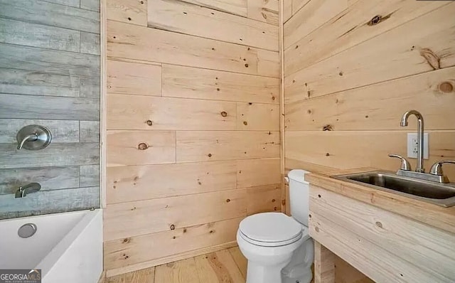 282 Armor Way, Ellijay, GA 30540 - full bathroom with wooden walls, wood finished floors, and vanity