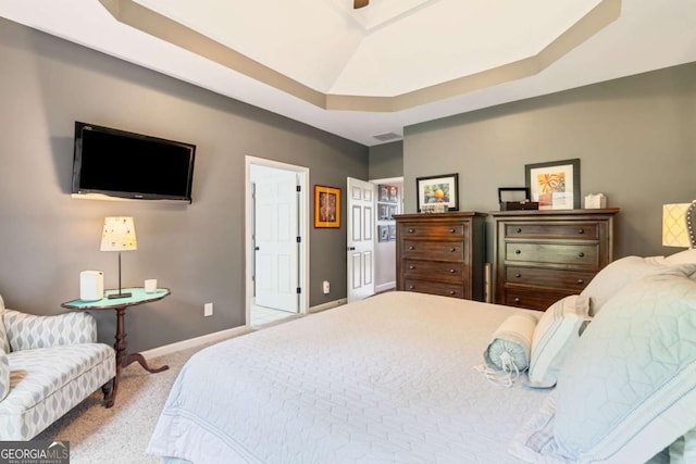 425 Starfire Ct, Suwanee, GA 30024 - bedroom featuring carpet flooring and a tray ceiling