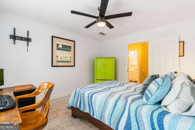 425 Starfire Ct, Suwanee, GA 30024 - bedroom featuring carpet floors, a ceiling fan, and ensuite bath