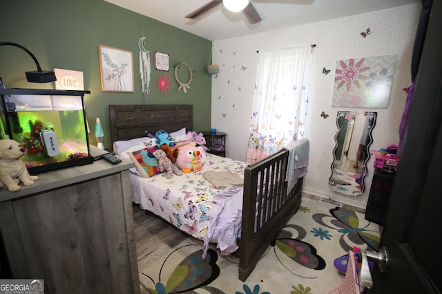 3227 Due W Rd, Dallas, GA 30157 - bedroom with wood finished floors and ceiling fan