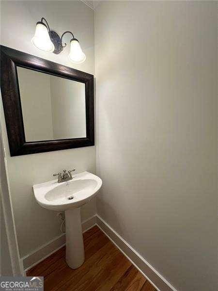 3202 Saute Way, Avondale Estates, GA 30002 - bathroom featuring baseboards and wood finished floors
