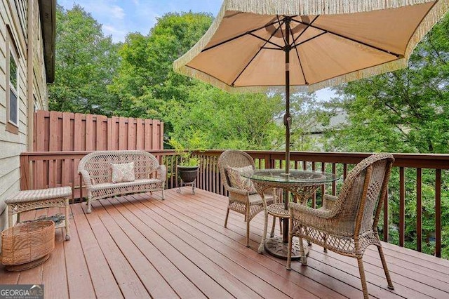 3202 Saute Way, Avondale Estates, GA 30002 - wooden deck featuring outdoor dining space