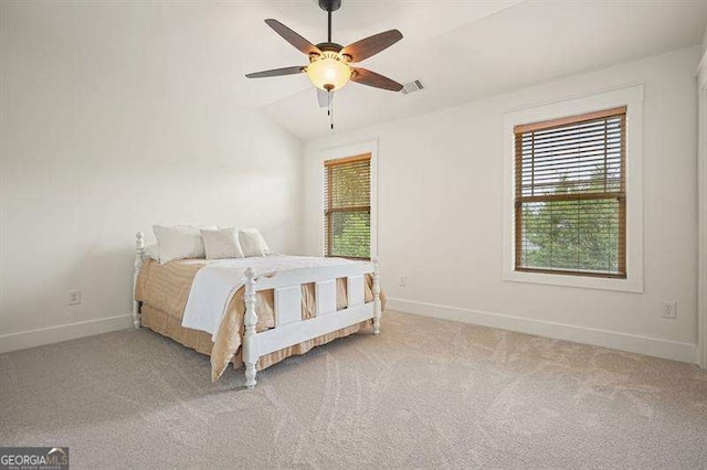 3202 Saute Way, Avondale Estates, GA 30002 - bedroom featuring carpet floors, vaulted ceiling, and a ceiling fan