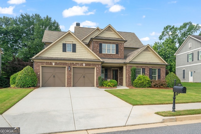452 Rockford Pass, Marietta, GA 30064 - craftsman-style house with brick siding, concrete driveway, a front lawn, and roof with shingles