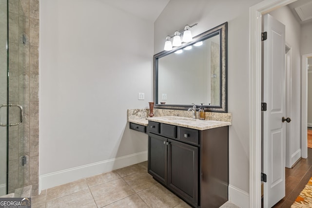 452 Rockford Pass, Marietta, GA 30064 - full bath with vanity, a stall shower, and tile patterned flooring